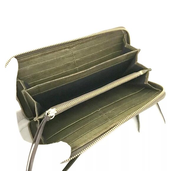 BALENCIAGA Classic Continental Leather Zip Around Long Wallet Khaki/3AG0256 - Picture 5 of 8